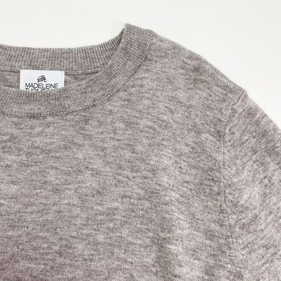 AQUA X Madeleine Thompson Thunderbolt Pullover Crew Sweater Heather Grey S NWT - Picture 4 of 7